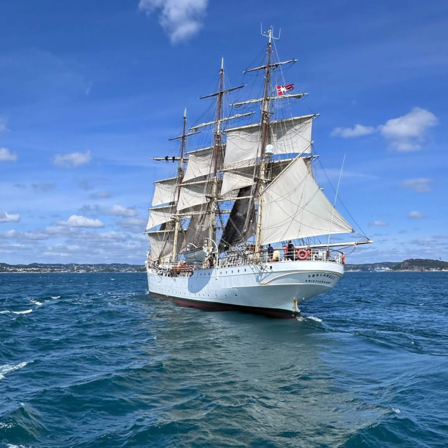 The full-rigged ship Sørlandet under sail